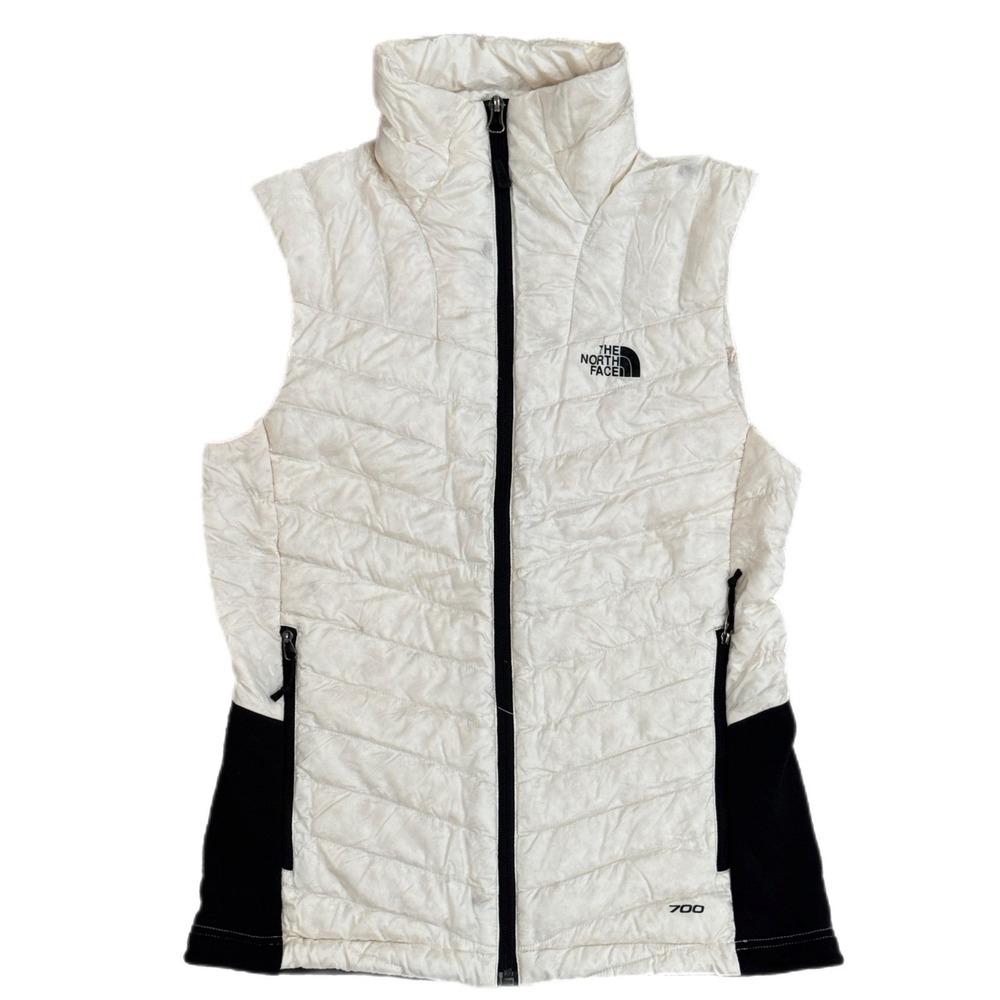 The North Face 700 Fill Down Puffer Vest White Black Womens Small